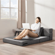Z-HOM Folding Sofa Bed Twin Size Memory Foam Convertible Sleeper Chair Floor Couch Futon with Pillow Dark Gray ROC4-003