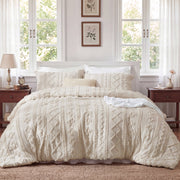 U by Bedsure Queen Comforter Set, Boho Tufted Embroidered Design, Reversible Microfiber, Lightweight Polyester Fill, Beige, 3 Pieces