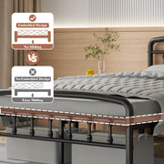 Kinsfook Metal Full Size Bed Frame, Victorian Style Headboard and Footboard, Black
