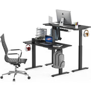 SHW Electric Height Adjustable Standing Desk, 48 x 24 Inch Black, Programmable Digital Controller, Cable Management Tray