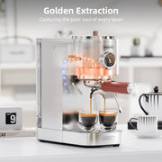 HiBREW H13 Semi-Automatic Espresso Machine, Dual Boiler, 6 Programmable Drink Modes, 1.3L Water Tank, Adjustable Pre-Infusion, Stainless Steel, Silver