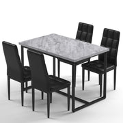 SEGMART B1467 Dining Table with 4 High-back Upholstered Chairs, Black