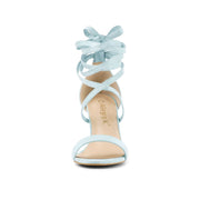 BLISSFUL STEP Allegra K Womens Lace-Up Chunky Block Heel Sandals, Blue, 3.1 in Heel