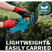 FOUKUS TRAKAR Cordless Hedge Trimmer, 1000W Electric Motor, 21 Inch Dual-Action High-Carbon Steel Blades, Lightweight 6 lb, Battery Powered with Safety Accessories