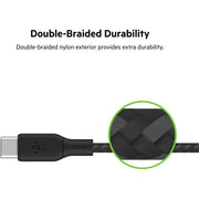 Belkin BoostCharge USB-C to USB-C Cable, 10ft, 100W Fast Charging, Braided Nylon, USB-IF Certified, Black