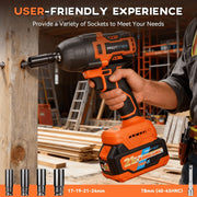 Protmex Cordless 900Ft-lbs Impact Wrench, 4000mAh Battery, 3500 RPM