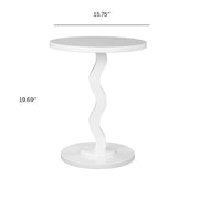 Mainstays Kids Wood Wavy Nightstand Side Table, Durable Rubberwood, Water-Resistant Satin Finish, White, 15.75 in