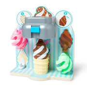 Melissa & Doug Swirl and Serve Ice Cream Play Set, Wooden Two-Color Soft Serve Dispenser, 8-Piece Pretend Play Toy, 50597