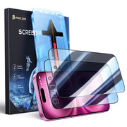 Magic John 2 Pack Privacy Screen Protector for iPhone 16 Plus/iPhone 15 Plus Tempered Glass - Ease of Use