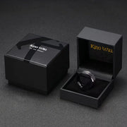 King Will Classic 8mm Black Tungsten Carbide Wedding Band Ring for Men, Silver Grooved Center - Matte Brushed Finish