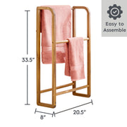 Better Homes & Gardens Juliet Freestanding Towel Rack, Real Wood, Light Honey Finish, 2 Towel Bars, Vertical Rectangle Design, E9459KKWM