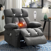 JONPONY XL-1273 Manual Recliner Chair with Heat Therapy and Massage Function, Gray