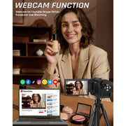 Keculbo Video Camera, 2.7K QHD Camcorder, 56MP Photos, 16X Digital Zoom, 2.8-Inch LCD, Dual Batteries, 32GB Memory Card, Black, VD-110