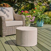 Better Homes & Gardens 20in Round Outdoor Pouf Ottoman, Foam Filled, Fade-Resistant Beige Polyester
