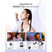 Shokz OpenDots Air Open-Ear Clip-On True Wireless Earbuds, Black, 36 Hours Playtime, IP55 Water Resistant, E210-ST-BK-US