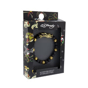 Ed Hardy Men's Beaded Bracelet, Naga Dragon Design, Black Volcanic Rock and Dark Blue Eagle Eye Stone Beads