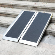 Mad Hornets Non-Skid Threshold Wheelchair Ramp, Portable Aluminum Folding, 3 Ft, Black