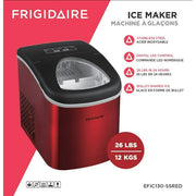 Frigidaire EFIC130-SSRED 26 lbs/Day Capacity Bullet Ice Maker, Red Stainless Steel