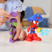 Hasbro Spidey and His Amazing Friends Water-Webs Webs Ahoy Bubble Pirate Ship Playset with 3-Inch Action Figures, Extending Hull, Wave-Simulating Wheels, Bubble Maker, 17 to 21 in