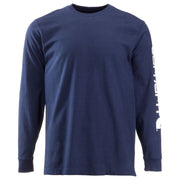 Carhartt Loose-Fit Heavyweight Logo Sleeve Graphic Long-Sleeve T-Shirt for Men - Navy - XS