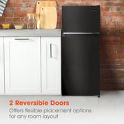 Magic Chef Compact Refrigerator with 4.5 Cu. Ft. Capacity, Separate Freezer Compartment, Reversible Door, Energy Star Qualified, Black, HMDR45B