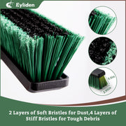 Eyliden Heavy Duty Push Broom, 24 in Wide Head, Stiff PET Bristles, 66 in Green Steel Handle, JX-22