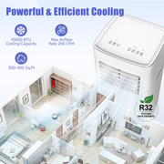 Frostorm Portable Air Conditioners, 10000 BTU 4 In1 Air Conditioner with Remote Control,Portable AC Cooling Range up to 360 Sq.ft, Windows Kit,White