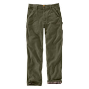 Carhartt Flannel-Lined Duck Dungarees for Men - Moss - 38x36