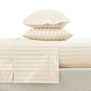 Hotel HS5401325722 Style 4-Piece 600 Thread Count Tan Stripe Egyptian Cotton Adult Bed Sheets, Full-Deep Pocket