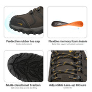 Burudani Men's Waterproof Hiking Boots, Ankle-High, Wide Fit, Lace-Up, Size: 7, Brown Black Tan