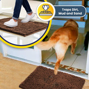 Muddy Mat Super Absorbent Indoor Door Mat, Microfiber Chenille, Quick Dry, Non-Slip Rubber Backed, Brown, 24x36 in