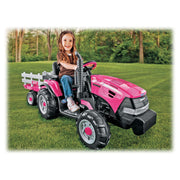 Peg Perego IGOR0067 Case IH Magnum Tractor/Trailer Ride-On Toy for Kids - Pink
