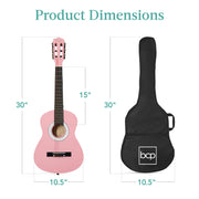 Best Choice Products SKY10888 Kids Acoustic Guitar Starter Kit, 30in, Pink, All-In-One with Case, Strap, Extra Strings, Picks, Right-Handed