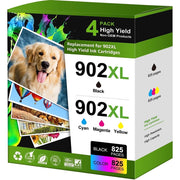 Halofox 902XL Ink Cartridge 4-Pack, Black Cyan Magenta Yellow, High Yield, Compatible with HP OfficeJet Pro and OfficeJet 6978 6962 6968 6954 6958 6950 6951
