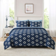 Mainstays All In One Reversible Comforter And Sheet Set, Navy Geo, 7-Piece, Full, nvgeo-d