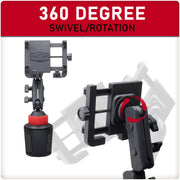 Custom Accessories Tuff Tech Rugged Cradle Cup Mount, Adjustable Base, Extendable Arm to 8 in, 360-Degree Rotating Head, Rubber Padding, Quick Release Button