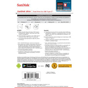 SanDisk Ultra Dual Drive Go USB Type-C and USB Type-A Flash Drive, 128GB, Swivel Design, USB 3.1 Gen 1, 150MB/s Read Speed, Black