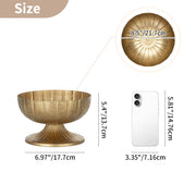 Nuptio Distressed Gold Metal Decorative Compote Bowl, 7 in Wide Brass Pedestal Vase, Pack of 10