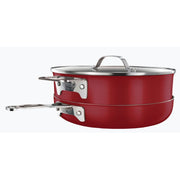 Gotham Steel Stackmaster 10 Pc Nonstick Ceramic Cookware Set, Red, Stackable Pots and Pans with Stay-Cool Stainless Steel Handles and Tempered Glass Lids, 7124