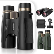 BNISE HD 10x42 Binoculars with SMC Optical System, 10x Magnification, 42mm Lens, BAK-4 Roof Prisms, Vintage Metallic Focus Wheel, Black, Y145930