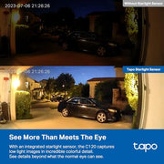 TP-Link Tapo C120 2K QHD Security Camera, Indoor/Outdoor, AI Person Pet Vehicle Detection, Color Night Vision, Invisible IR Mode, IP66 Weatherproof, SD Storage