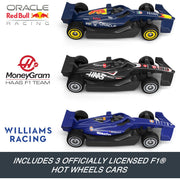 Mattel Hot Wheels Racing Formula 1 Grand Prix Circuit Track Set with Three 1:64 Scale Die-Cast Cars, Multicolor, JDY16