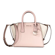 Michael Kors Avril Small Satchel Handbag, Quilted Leather, Gold Hardware, Adjustable Strap, Powder Blush Multi, 12.25 x 7.5 x 5.25 in, 30F4GUSE2L