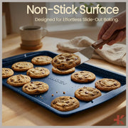 Bakkenmaster 6-Piece Stackable Carbon Steel Bakeware Set with Blue Marble Non-Stick Coating, Oven Safe up to 450F