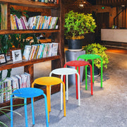 Alden Design Set of 5 Multicolor Indoor Plastic Stack Stools, Backless, 17.3 in Seat Height, Durable Powder-Coated Metal Frame