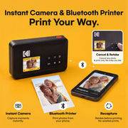 Kodak Mini Shot 2 Retro Instant Digital Camera and Photo Printer, 4PASS Dye Sublimation, Bluetooth, White, C210RW 60BNDL