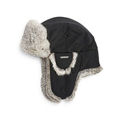 Crown Cap CR-2-96355 Taslan Aviator Hat with Rabbit Trim, XL, Black/Grey