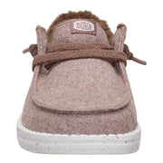 Hey Dude Wendy Wool Cozy Women's Loafers, Wool Upper with Faux Sherpa Lining, Lightweight Cushioned Sole, Slip-On, Walnut, Size 10