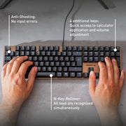 Cherry KC 200 MX Mechanical Office Keyboard with MX2A Brown Switches, Bronze and Black, USB-A, Durable Metal Plate Frame