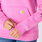 Carhartt Women's Iconic Clarksburg Logo Sweatshirt, Electric Fuchsia, Medium, Pullover Hoodie, Relaxed Fit, 102791
